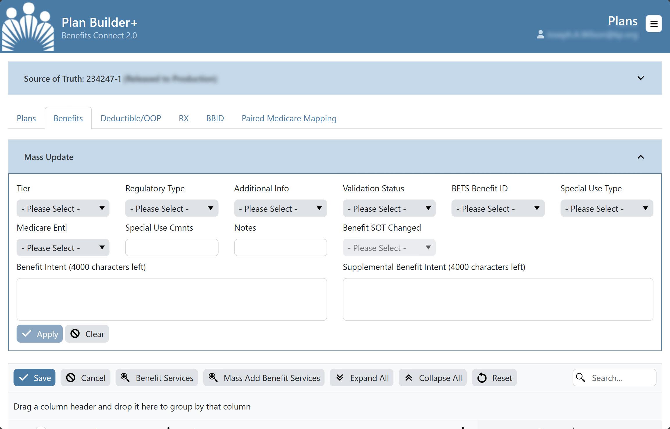 Edit health care plan benefits in bulk with mass updates for handling changes across markets and plan years quickly and accurately